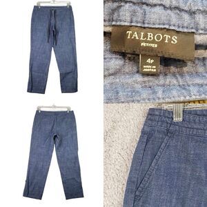 Talbots Pants Cropped Women’s Size 4 P Chambray Blue Beach Resort Drawstring